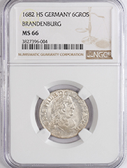 1682, Germany, 6 Gros, NGC MS66