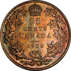 1908 25 Cents MS65