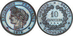 1872 A, France, 10 Cent, PCGS MS64 BN