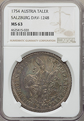 1754 Austria Taler, NGC MS63