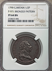 1790 Great Britain 1/2P NGC PF64 BN Pattern