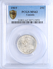 1919 25 Cents MS62