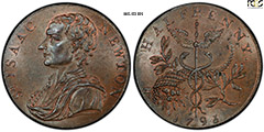 1793 Great Britain 1/2 Penny MS63 BN