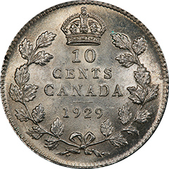 1929 10 Cents MS65 (bar)