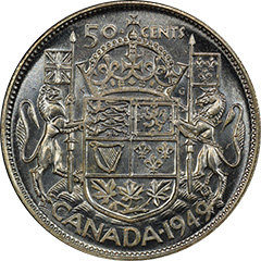 1949 50 Cents MS62 (Hoof 9/9)