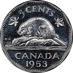 1953  5 Cents  SP64 NSF, NL, Mule