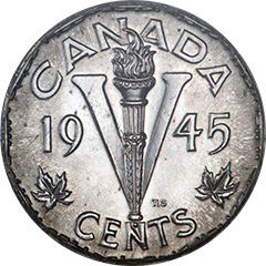 1945 5 Cents MS64 (missing chrome)