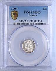 1904 5 Cents MS63